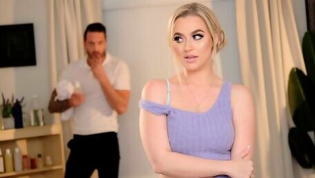 Big-boobed blonde Blake Blossom jumps on a hard wiener